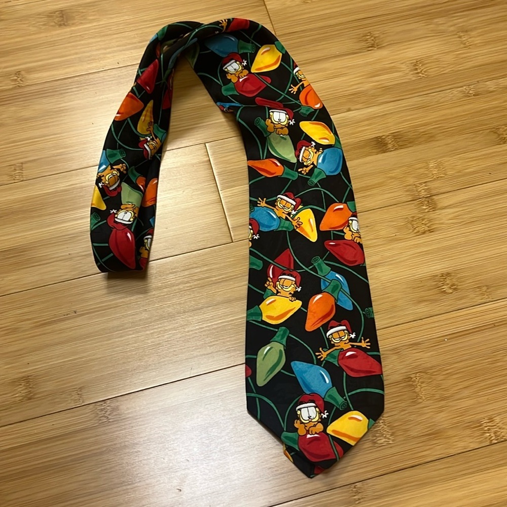 Vintage Garfield Christmas string lights tie Paws Addiction whimsical costume